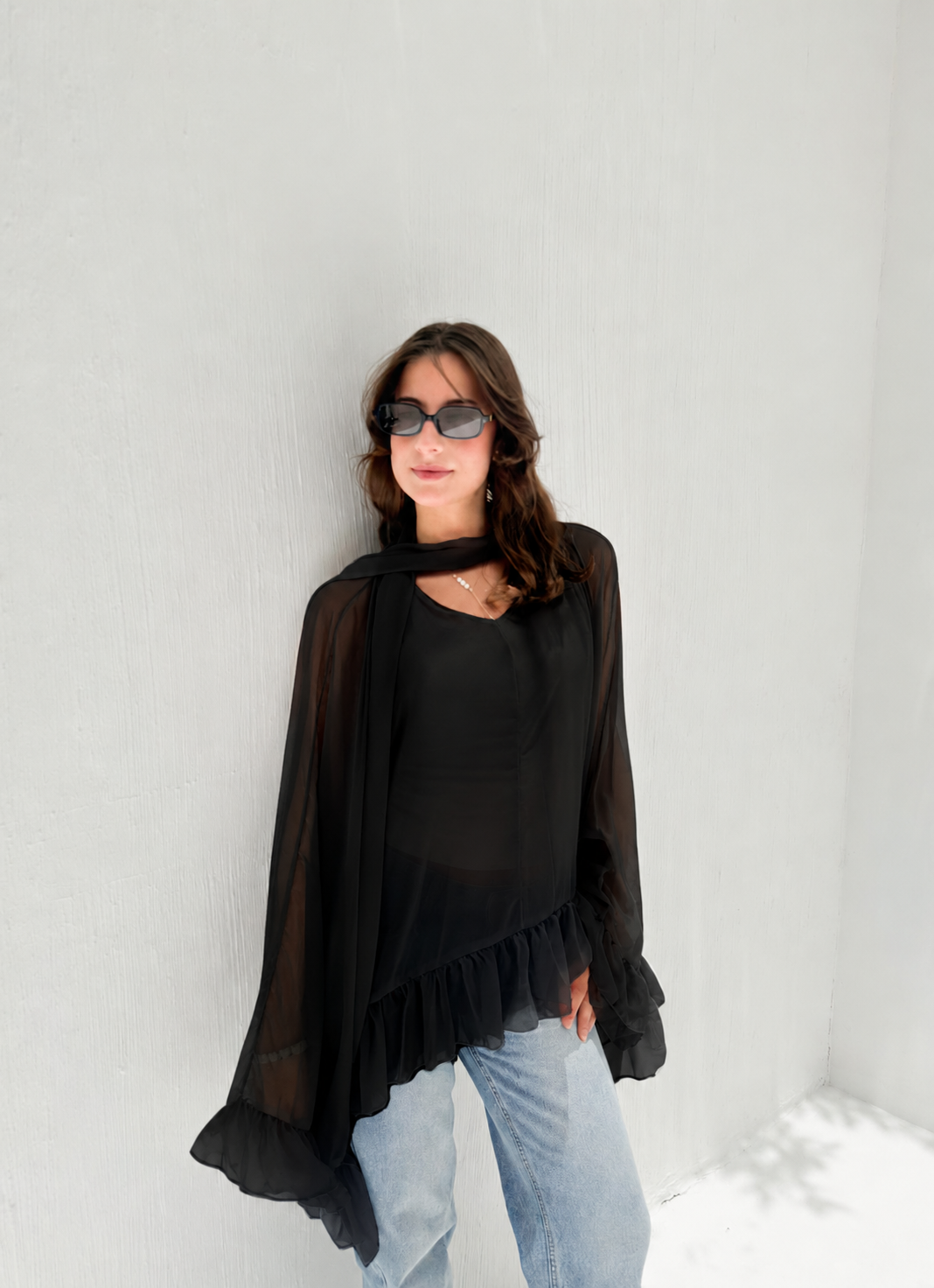 Aria chiffon blouse black