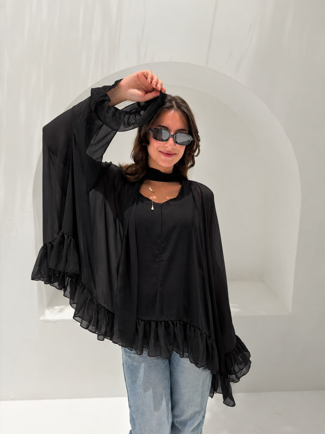 Aria chiffon blouse black