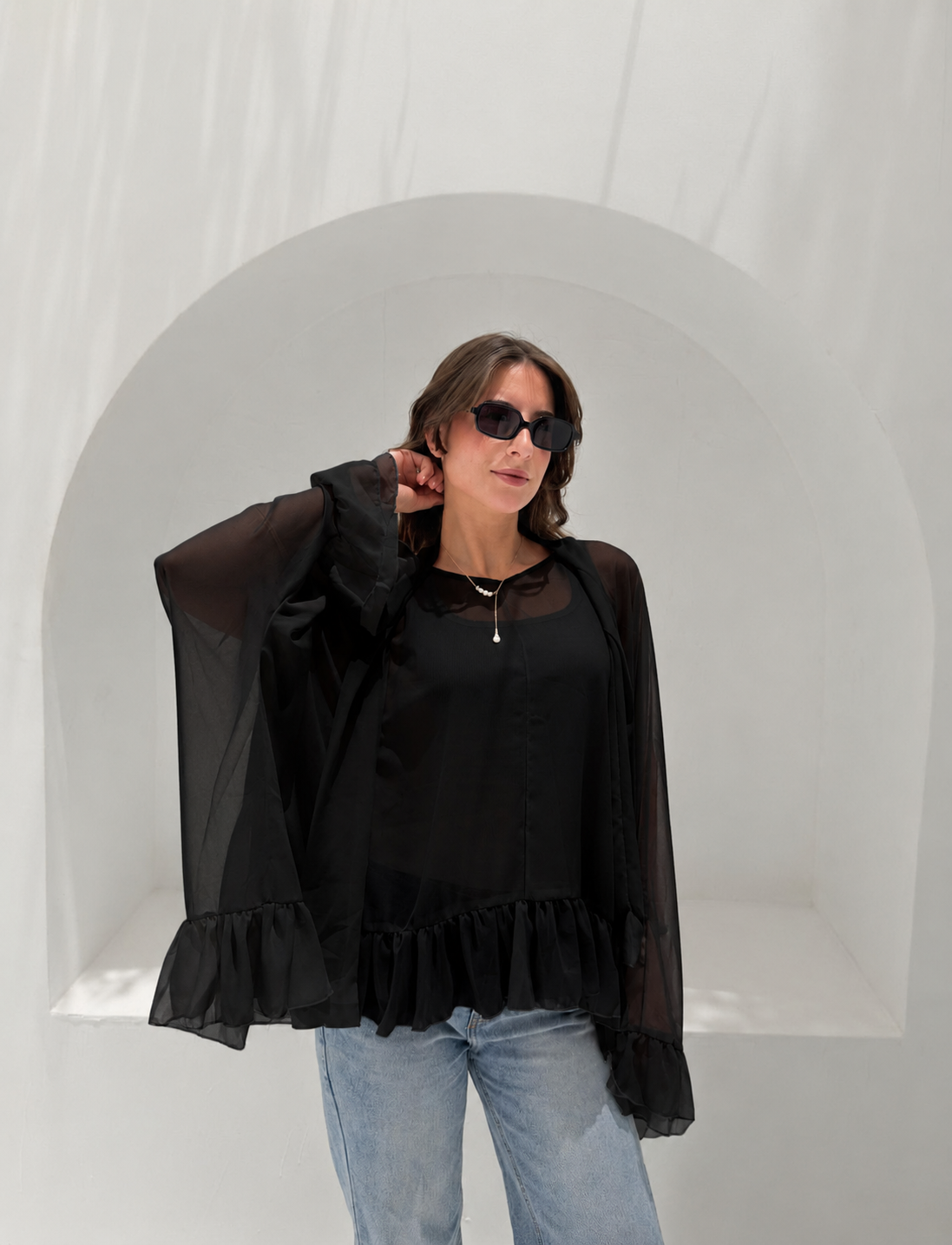 Aria chiffon blouse black