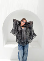 Aria Chiffon Blouse Black Polka Dot