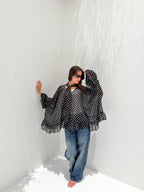 Aria Chiffon Blouse Black Polka Dot