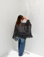 Aria Chiffon Blouse Black Polka Dot