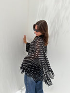 Aria Chiffon Blouse Black Polka Dot
